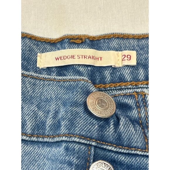 Levis Premium Wedgie Straight Jeans Womens 29 Light Wash Button Fly - Picture 4 of 11